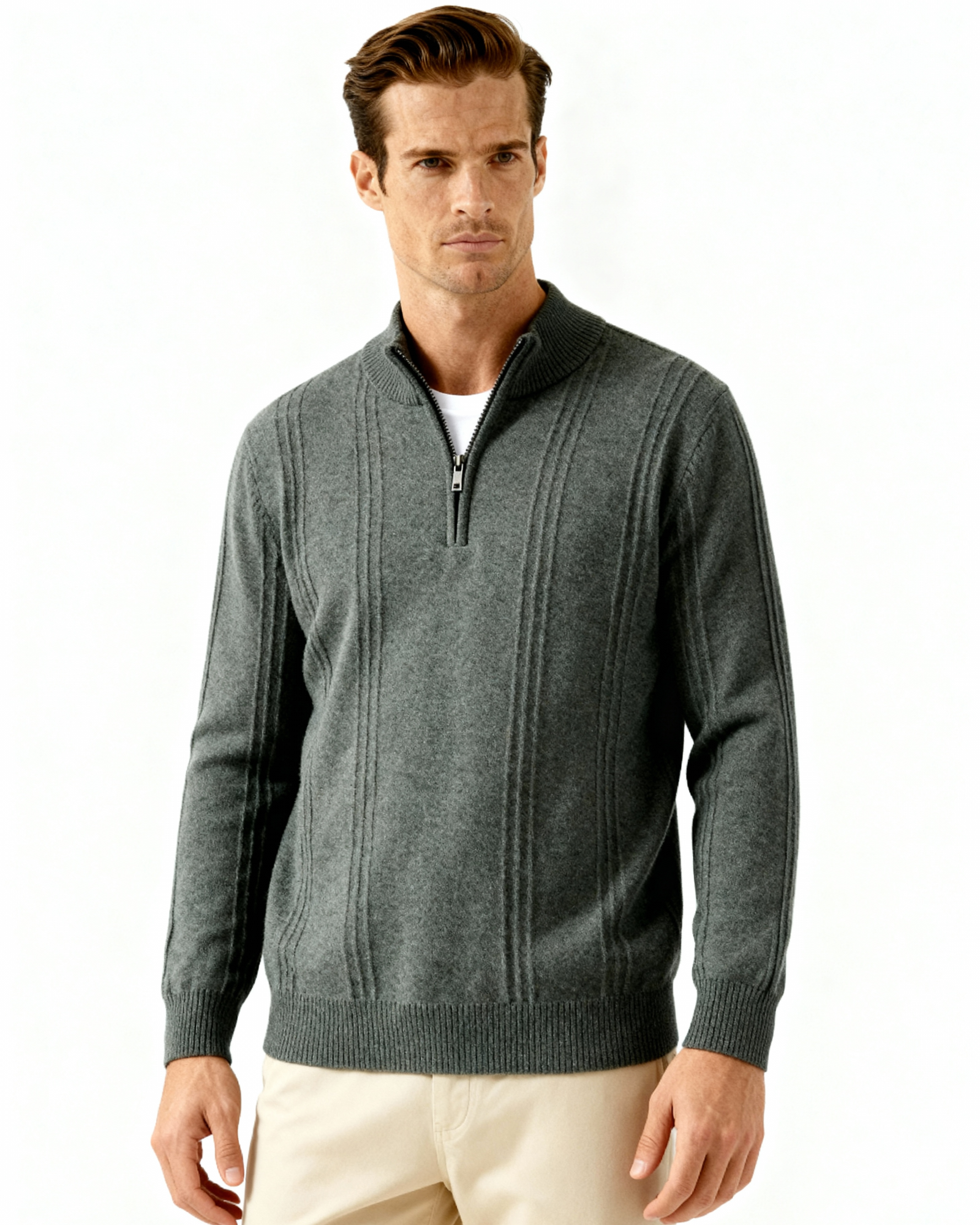 The Toronto Label™ | 100% Cashmere Ribbed Half Zip