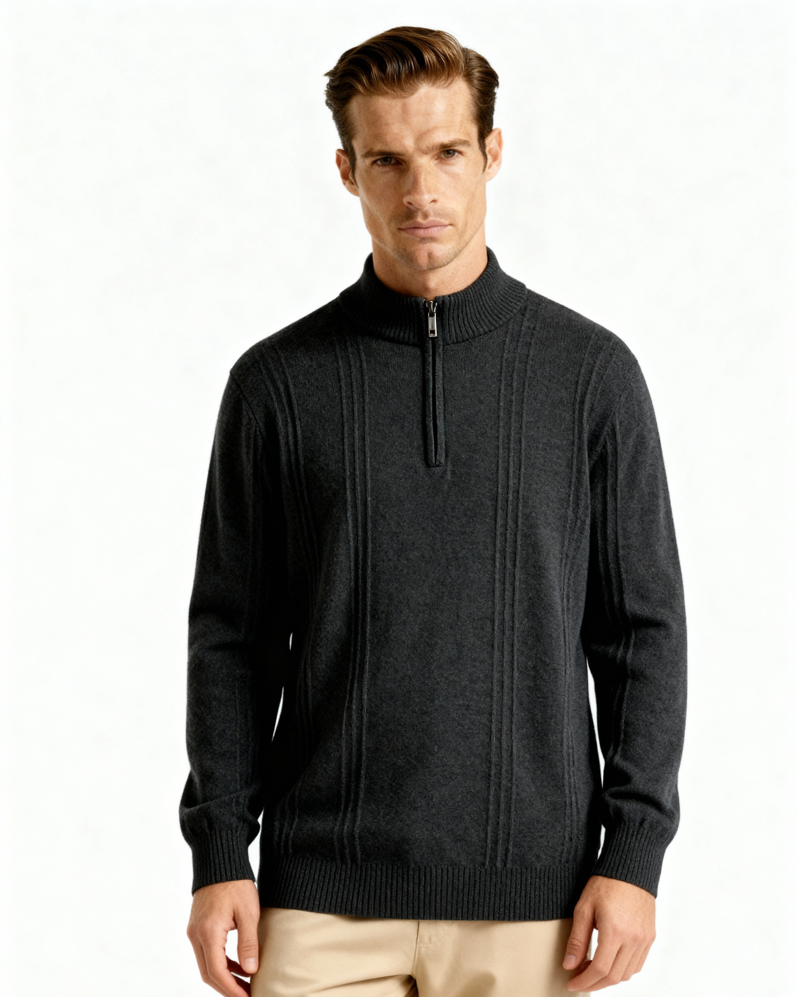 The Toronto Label™ | 100% Cashmere Ribbed Half Zip