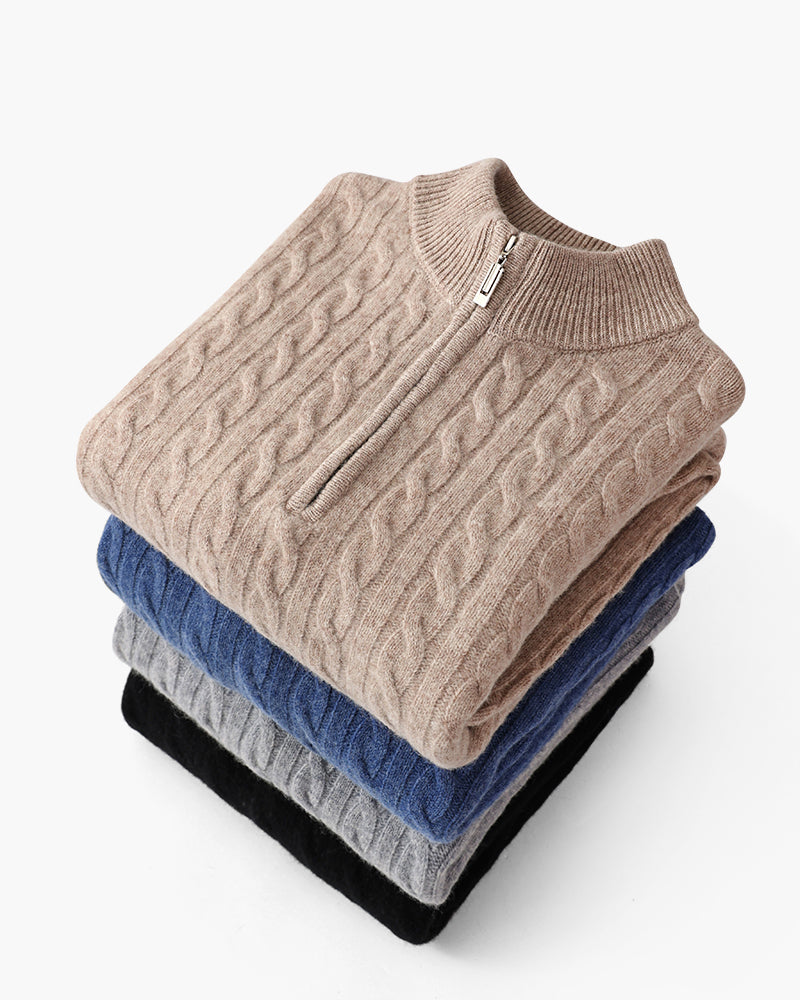 The Toronto Label™ | 100% Cashmere Woven Half Zip