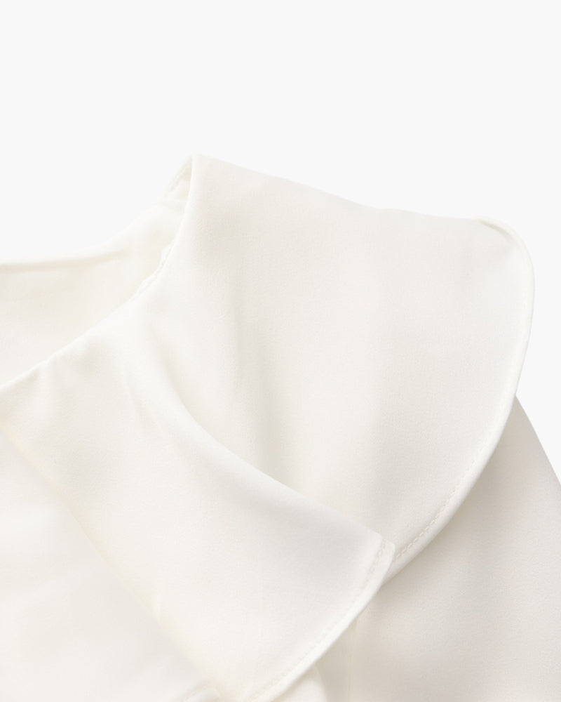 The Toronto Label™ | Pearl Button Ruffle Midi Dress