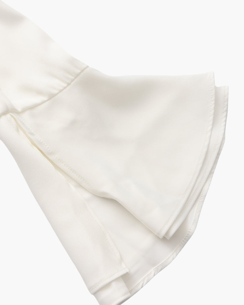 The Toronto Label™ | Pearl Button Ruffle Midi Dress