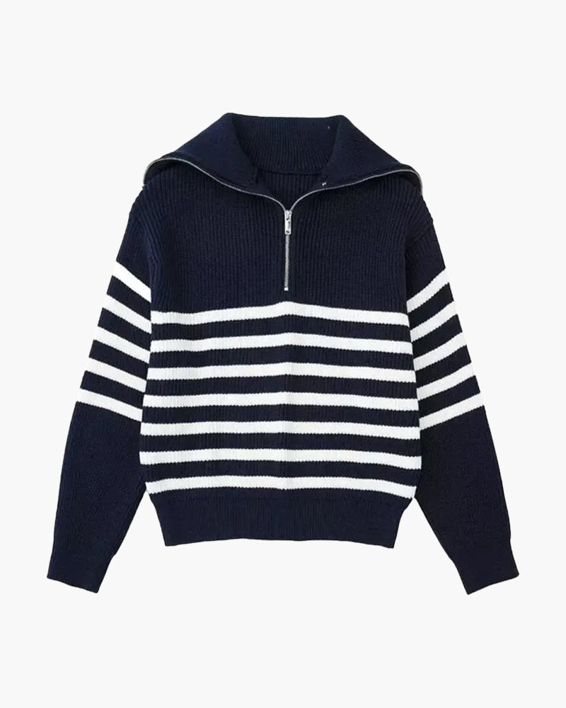 The Toronto Label™ |Striped Zip Up Sweater