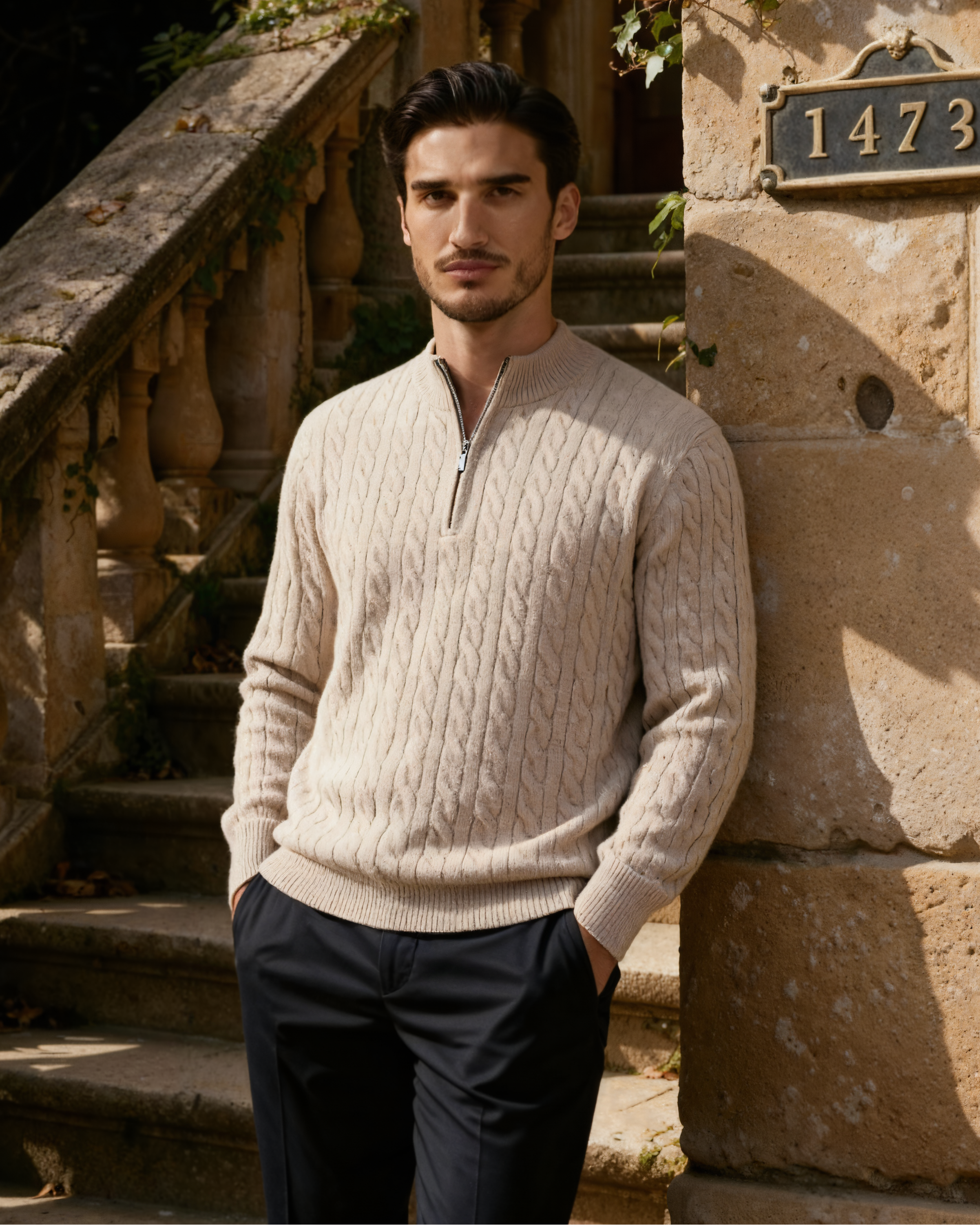 The Toronto Label™ | 100% Cashmere Woven Half Zip