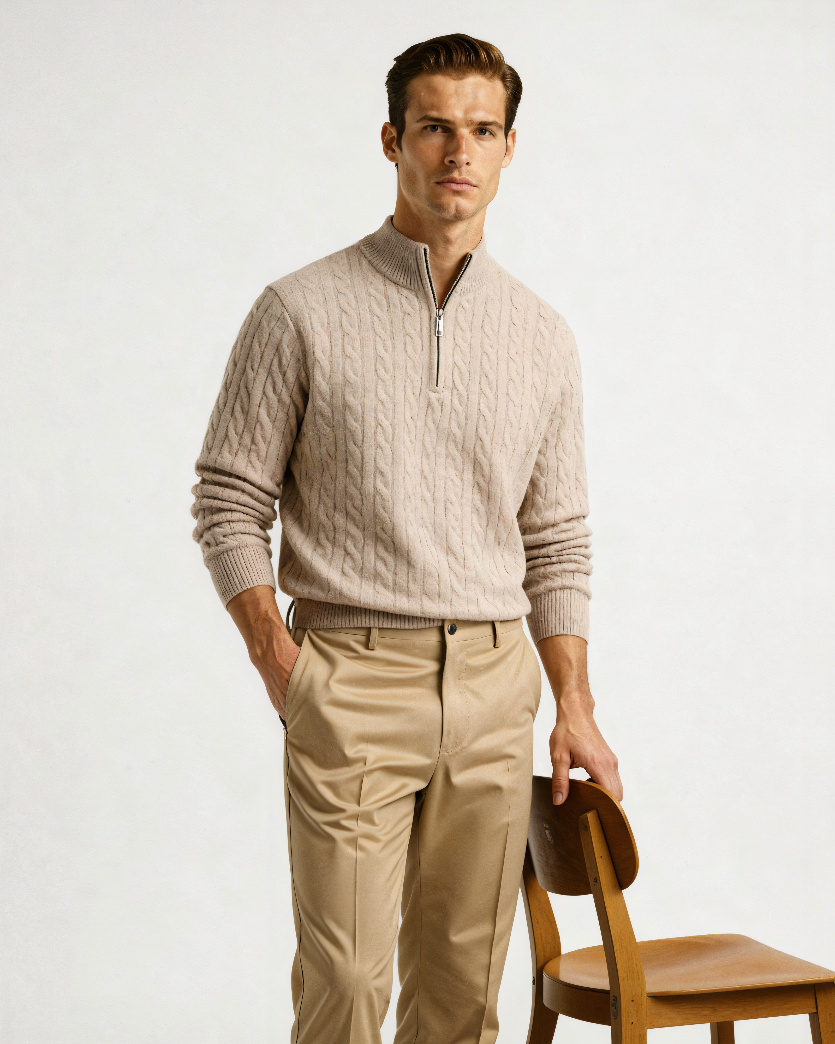 The Toronto Label™ | 100% Cashmere Woven Half Zip