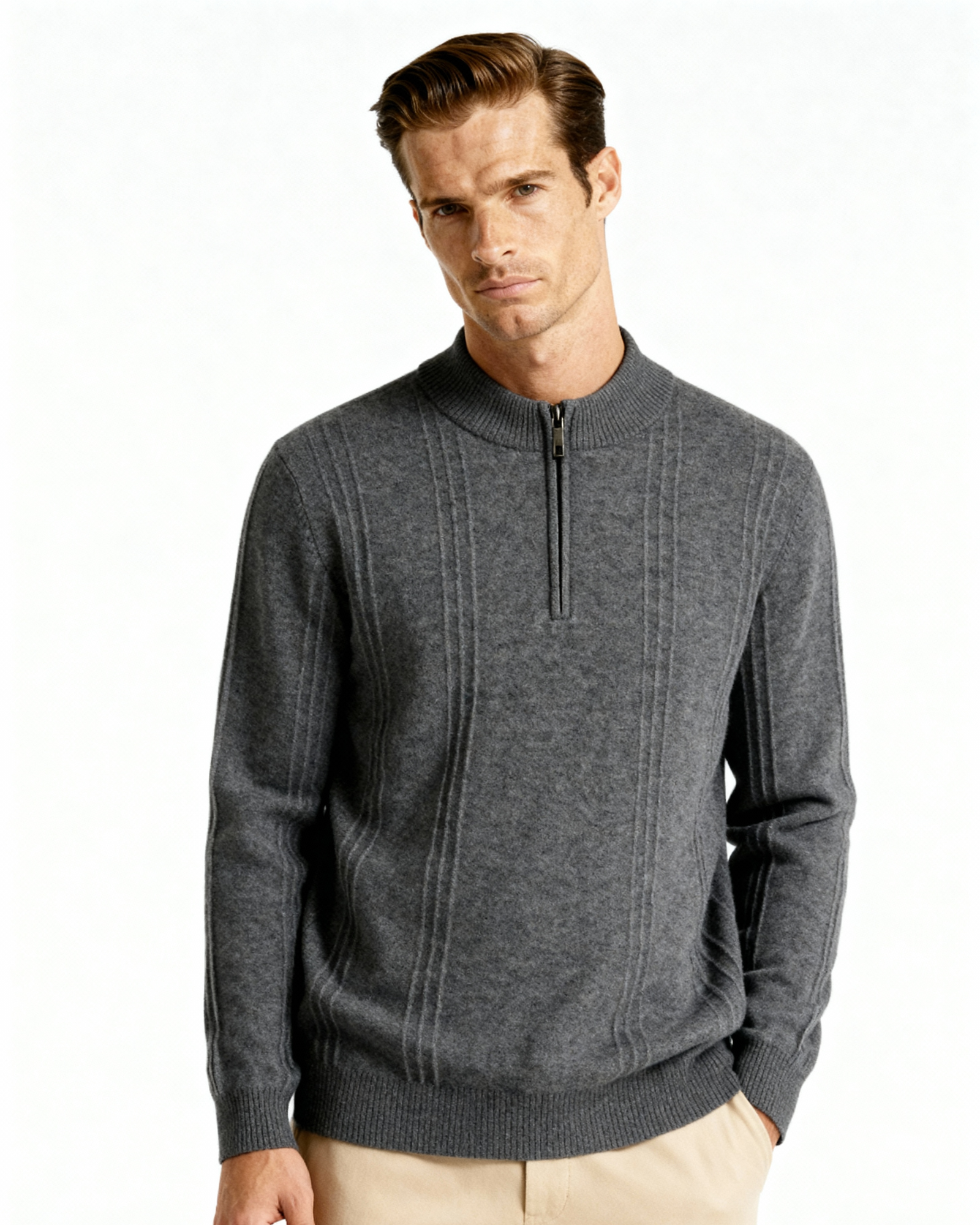 The Toronto Label™ | 100% Cashmere Ribbed Half Zip