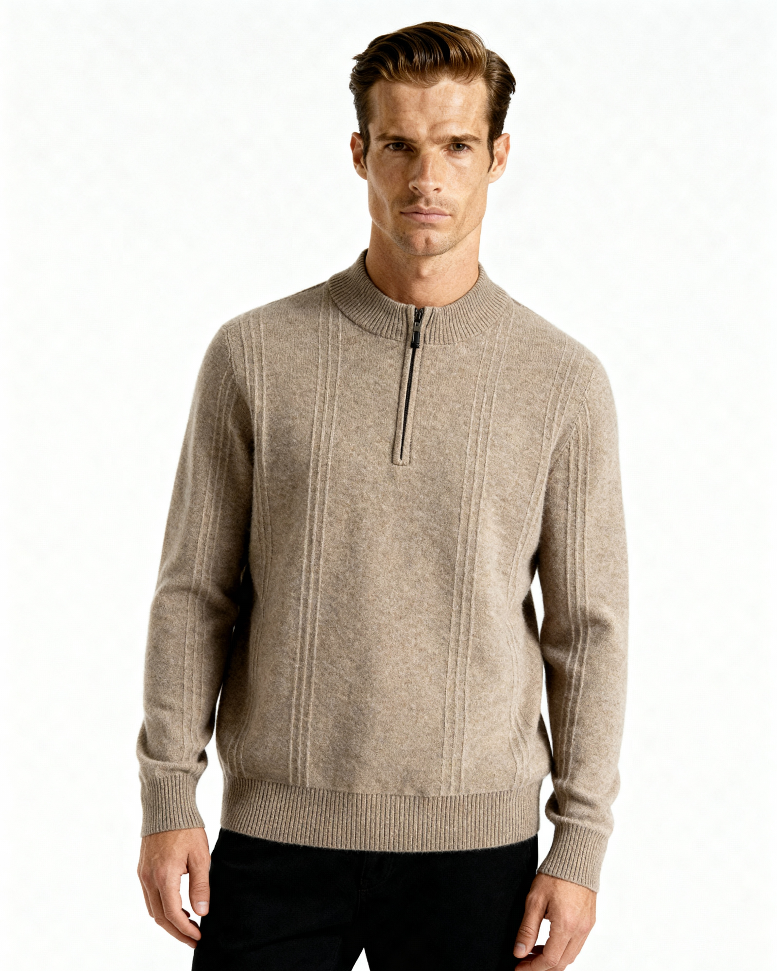 The Toronto Label™ | 100% Cashmere Ribbed Half Zip